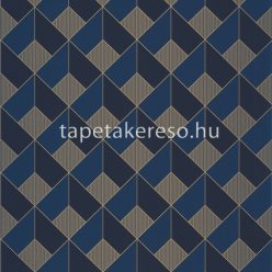   Caselio Only blue vinyl, vlies anyagú kék, bronz színű 3d, geometriai modern tapéta