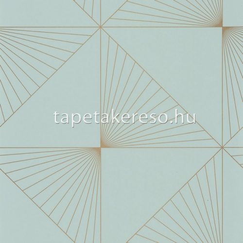 Caselio Only blue vinyl, vlies anyagú türkiz, arany színű geometriai modern tapéta