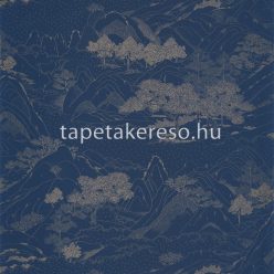   Caselio Only blue vlies anyagú kék, arany színű tájkép modern tapéta