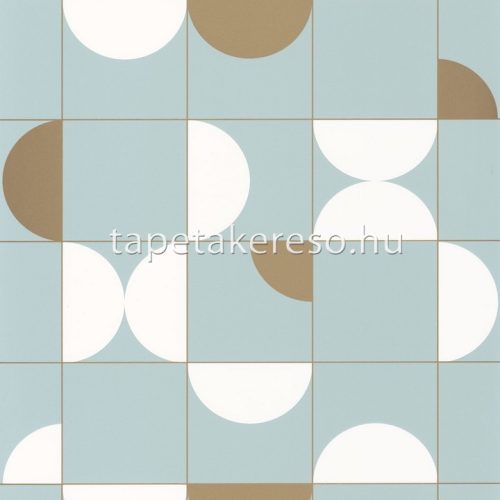 Caselio Only blue vlies anyagú fehér, türkiz, arany színű geometriai modern tapéta