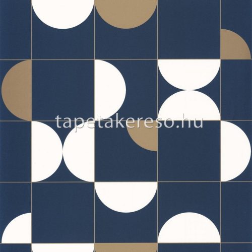 Caselio Only blue vlies anyagú kék, fehér, arany színű geometriai modern tapéta