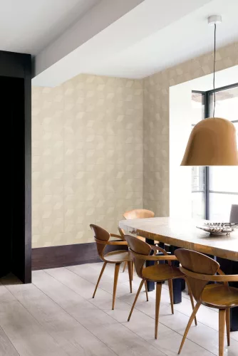 Khroma Orbital vlies anyagú beige, homok, csillámos színű 3d, geometriai modern tapéta
