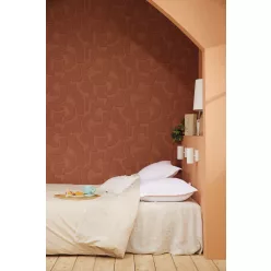   Caselio ORIGINE vinyl, vlies anyagú korall színű geometriai Modern tapéta