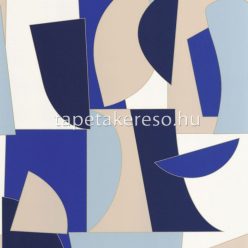   Caselio Outlines vlies, vinyl anyagú kék, fehér, beige, arany színű geometriai modern tapéta