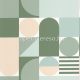 Caselio Outlines vlies, vinyl anyagú zöld, fehér, beige színű geometriai modern tapéta