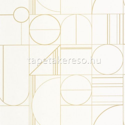 Caselio Outlines vlies, vinyl anyagú fehér, arany színű geometriai modern tapéta