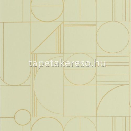 Caselio Outlines vlies, vinyl anyagú zöld, arany színű geometriai modern tapéta