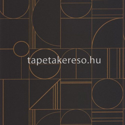 Caselio Outlines vlies, vinyl anyagú fekete, bronz színű geometriai modern tapéta