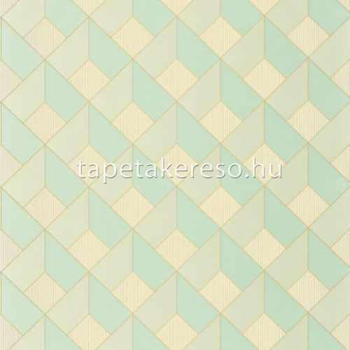 Caselio Outlines vlies, vinyl anyagú türkiz, beige, arany színű 3d, geometriai modern tapéta