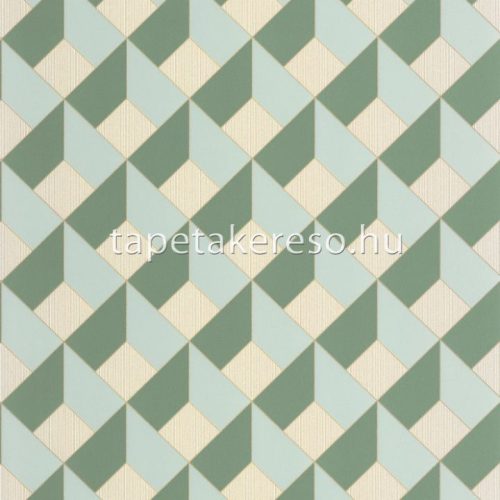 Caselio Outlines vlies, vinyl anyagú zöld, beige, arany színű 3d, geometriai modern tapéta