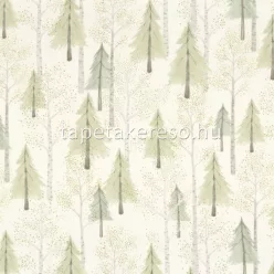   Casadeco Once Upon A Time pamut anyagú fehér, szürke, zöld színű fás, erdő gyerek textil