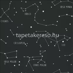   Caselio OUR PLANET vlies anyagú kék, fehér színű feliratos, csillagkép gyermek tapéta