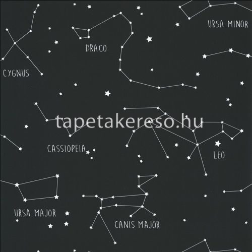Caselio OUR PLANET vlies anyagú kék, fehér színű feliratos, csillagkép gyermek tapéta