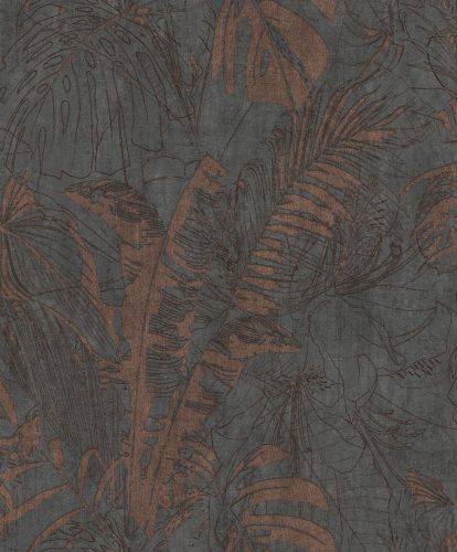 Prestige Wallcoverings Panthera vlies anyagú szürke, arany színű leveles Modern tapéta