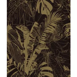   Prestige Wallcoverings Panthera vlies anyagú fekete, arany színű leveles Modern tapéta