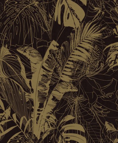 Prestige Wallcoverings Panthera vlies anyagú fekete, arany színű leveles Modern tapéta