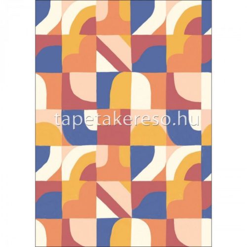 Caselio Pimp My Wall vlies anyagú beige, kék, sárga, terrakotta színű geometriai, absztrakt modern poszter