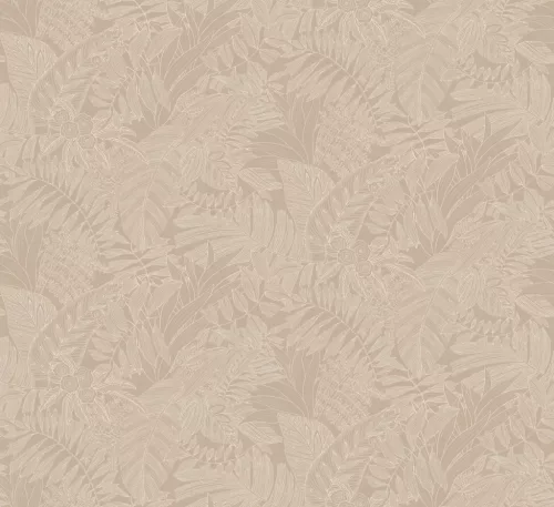 Khroma Ray, vlies anyagú, beige, barna színű, leveles, Modern tapéta