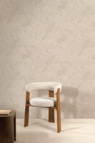Khroma Ray, vlies anyagú, beige, barna színű, leveles, Modern tapéta