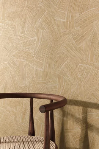 Khroma Ray, vlies anyagú, beige, mustársárga színű, absztrakt, geometriai, Modern tapéta