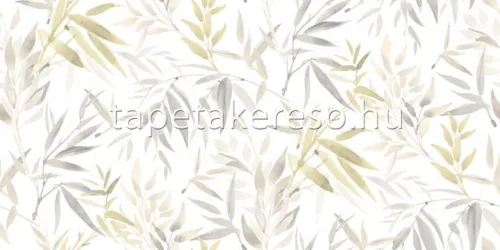Decoprint Reflect vlies, vinyl anyagú fehér, szürke, sárga színű leveles modern tapéta