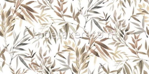 Decoprint Reflect vlies, vinyl anyagú fehér, szürke, barna színű leveles modern tapéta