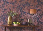 Casadeco Rio, vlies anyagú, kék, rosegold színű, leveles, Modern tapéta