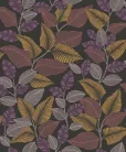 Casadeco Rio, vlies anyagú, fekete, lila, pink, bronz, gyöngyház, piros színű, leveles, Modern tapéta