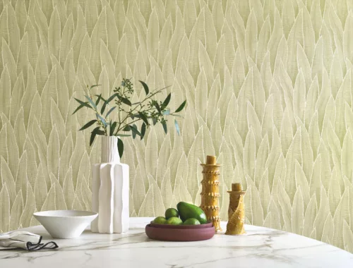 Casadeco Rio, vlies anyagú, zöld színű, leveles, Modern tapéta