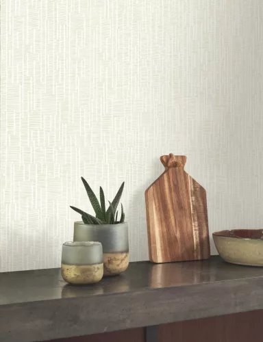 Casadeco Rio, vlies anyagú, fehér, zöld színű, struktúrált, vonalas, Modern tapéta