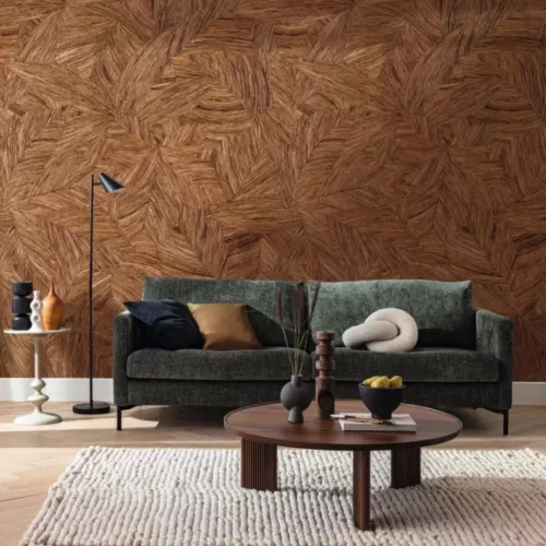 Caselio RELIEFS vinyl, vlies anyagú barna színű leveles Modern panel