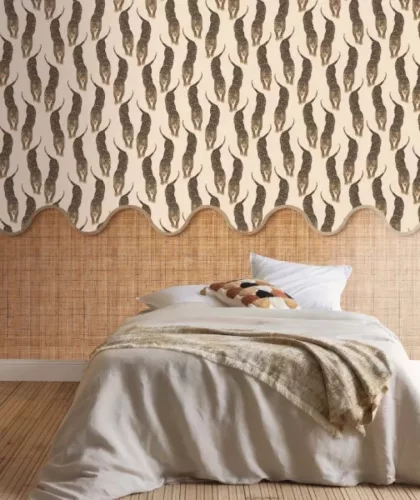 Caselio RELIEFS vinyl, vlies anyagú barna színű hullámos, szövethatású Modern panel