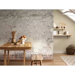   Caselio RELIEFS vinyl, vlies anyagú szürke, barna színű koptatott, téglamintás Modern panel