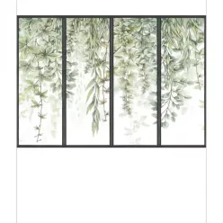   Caselio RELIEFS vlies anyagú fekete, fehér, zöld, barna színű ablak, leveles Modern panel