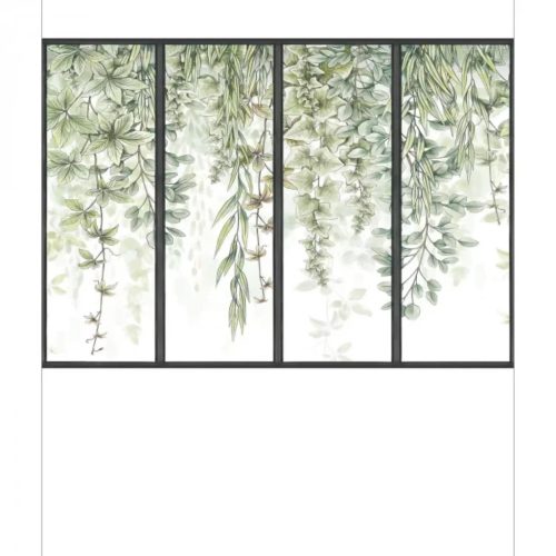Caselio RELIEFS vlies anyagú fekete, fehér, zöld, barna színű ablak, leveles Modern panel