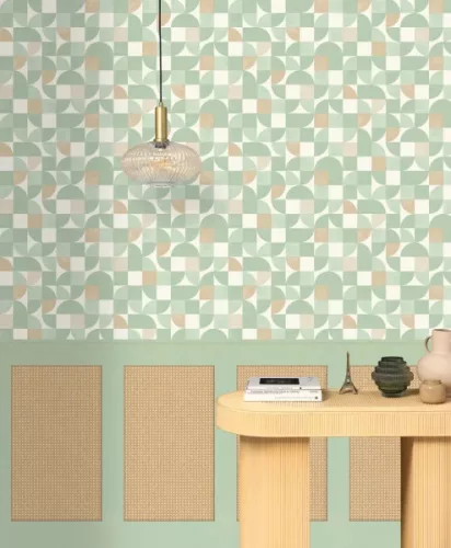 Caselio RELIEFS vinyl, vlies anyagú fehér, barna színű fonott, kazettás Modern panel