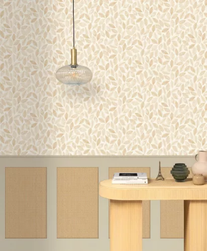 Caselio RELIEFS vinyl, vlies anyagú beige, barna színű fonott, kazettás Modern panel