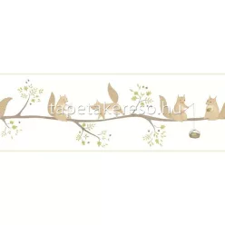   Casadeco ROSE & NINO vlies anyagú fehér, zöld, barna színű állatos gyerek bordűr