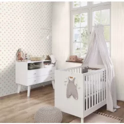   Rasch Kids World 2, vlies anyagú, fehér, rózsaszín színű, pöttyös, Gyerek tapéta
