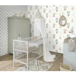   Rasch Kids World 2, vlies anyagú, kék, fehér színű, pöttyös, Gyerek tapéta