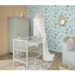   Rasch Kids World 2, vlies anyagú, kék, barna, fekete színű, bolygós, Gyerek tapéta