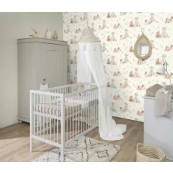   Rasch Kids World 2, vlies anyagú, fehér, barna, piros színű, állatos, Gyerek tapéta