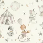 Rasch Kids World 2, vlies anyagú, fehér, barna, szürke, rózsaszín színű, állatos, Gyerek tapéta