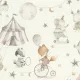 Rasch Kids World 2, vlies anyagú, fehér, barna, szürke, rózsaszín színű, állatos, Gyerek tapéta