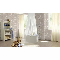   Rasch Kids World 2, vlies anyagú, szürke, barna, fehér színű, állatos, Gyerek tapéta