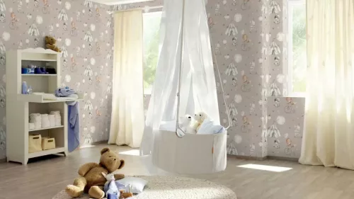 Rasch Kids World 2, vlies anyagú, szürke, barna, fehér színű, állatos, Gyerek tapéta