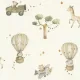 Rasch Kids World 2, vlies anyagú, fehér, barna, zöld színű, légballonos, állatos, Gyerek tapéta