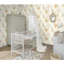   Rasch Kids World 2, vlies anyagú, fehér, barna, rózsaszín színű, lufis, állatos, Gyerek tapéta