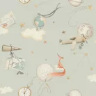Rasch Kids World 2, vlies anyagú, fehér, barna, zöld színű, repülős, állatos, földgömb, Gyerek tapéta