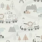 Rasch Kids World 2, vlies anyagú, fehér, szürke, barna színű, vonatos, állatos, Gyerek tapéta